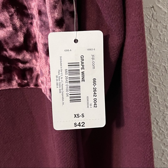 Flirtitude juniors women’s long sleeve hoodie tunic, XS-S, burgundy - Picture 7 of 8